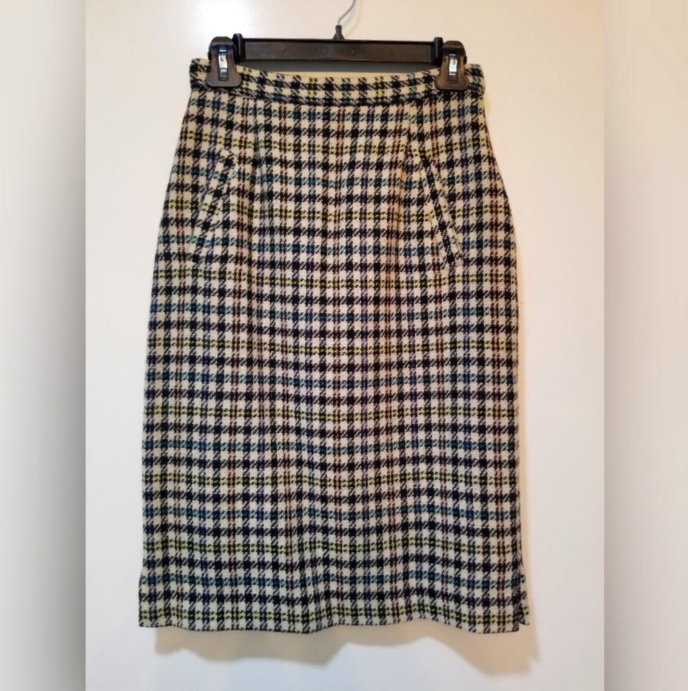 Esprit Vntg 80s-90s wool houndstooth pencil skirt